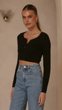 Lacy Long Sleeve Top Black