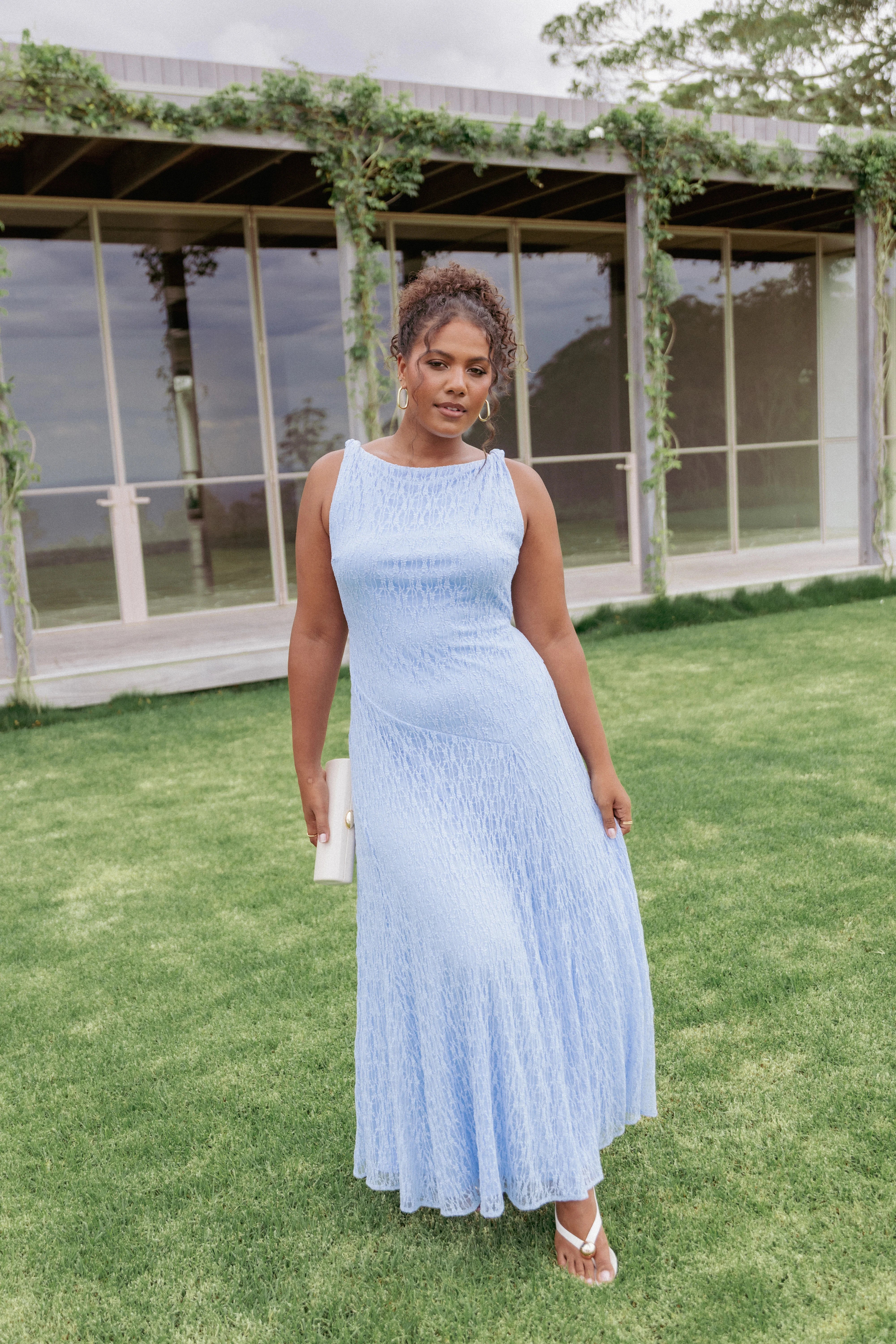Kirsten Lace Maxi Dress Cornflower Blue