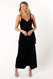 Renarde Wrap Velvet Midi Dress Black