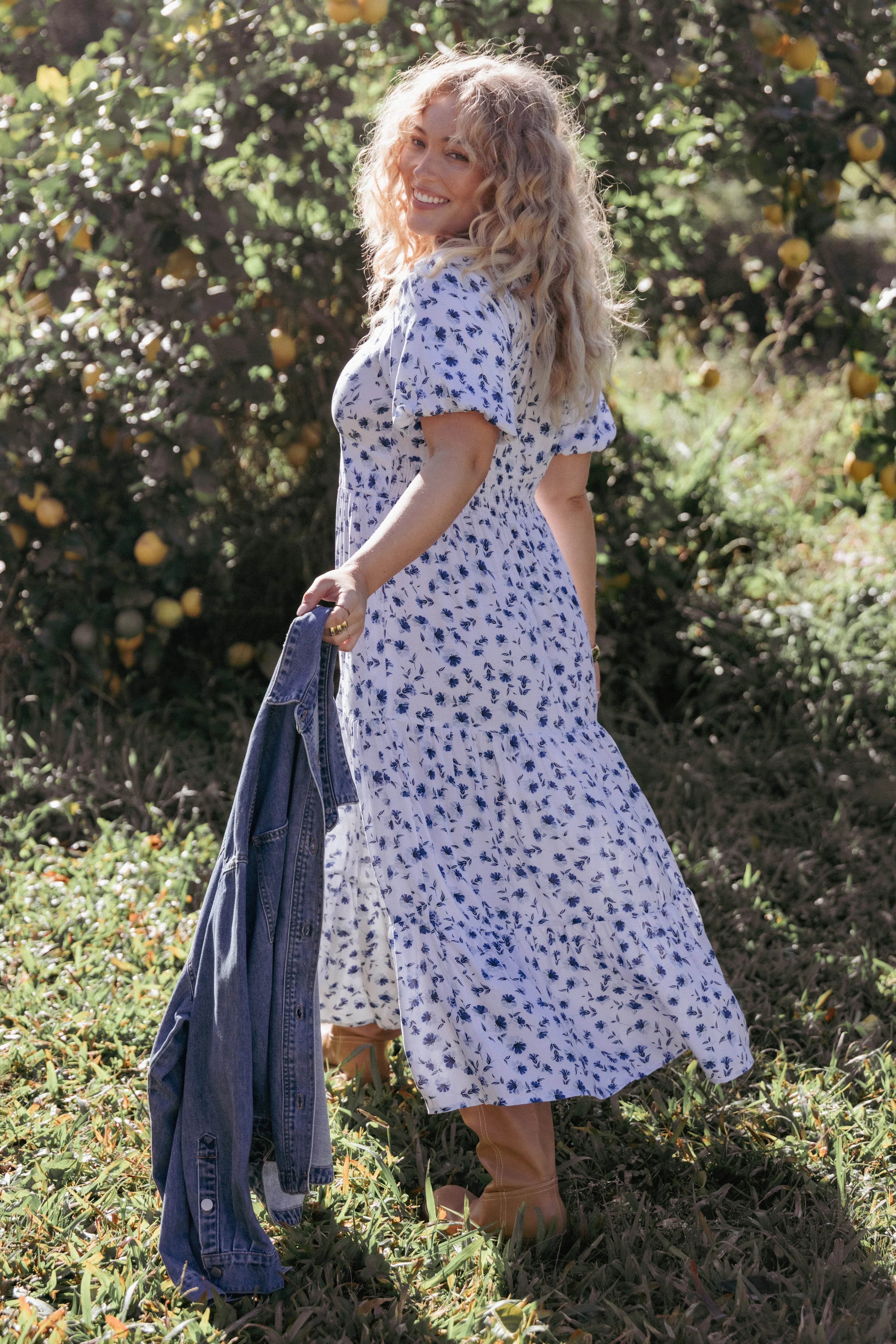 Roberts Maxi Dress Blue Ditsy Floral