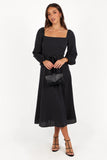 Ettie Long Sleeve Midi Dress Black Polka Dot