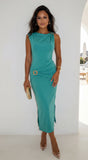Seranova Ring Detail Midi Dress Teal Green