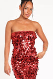 Karlie Strapless Sequin Maxi Dress Red