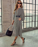 Dimarco Striped Pocketed Belted Midi Dress