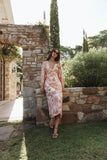 Kolby Long Sleeve Midi Dress Pink Floral