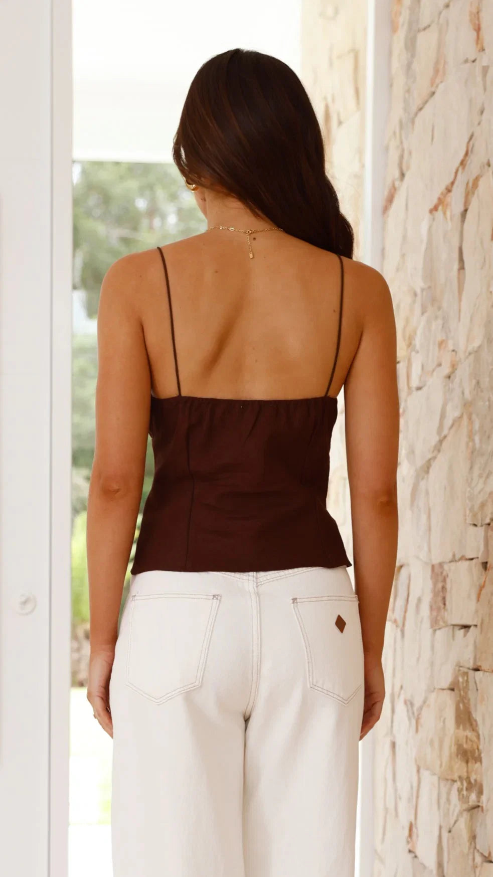 Haizlee Linen Top Chocolate