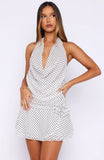 Blooming Hearts Mini Dress Cream Black Polka Dot