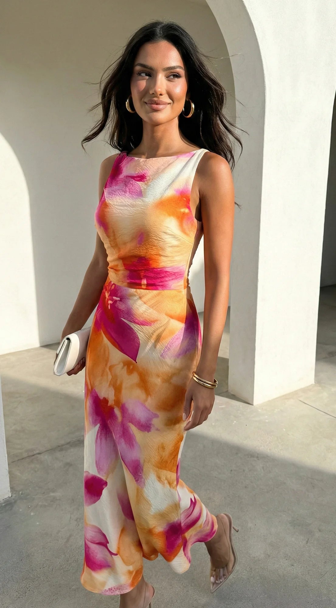 Soléa Floral Maxi Dress Orange