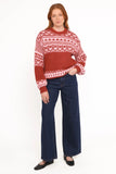 Zinnia Fairisle Knit Sweater Red