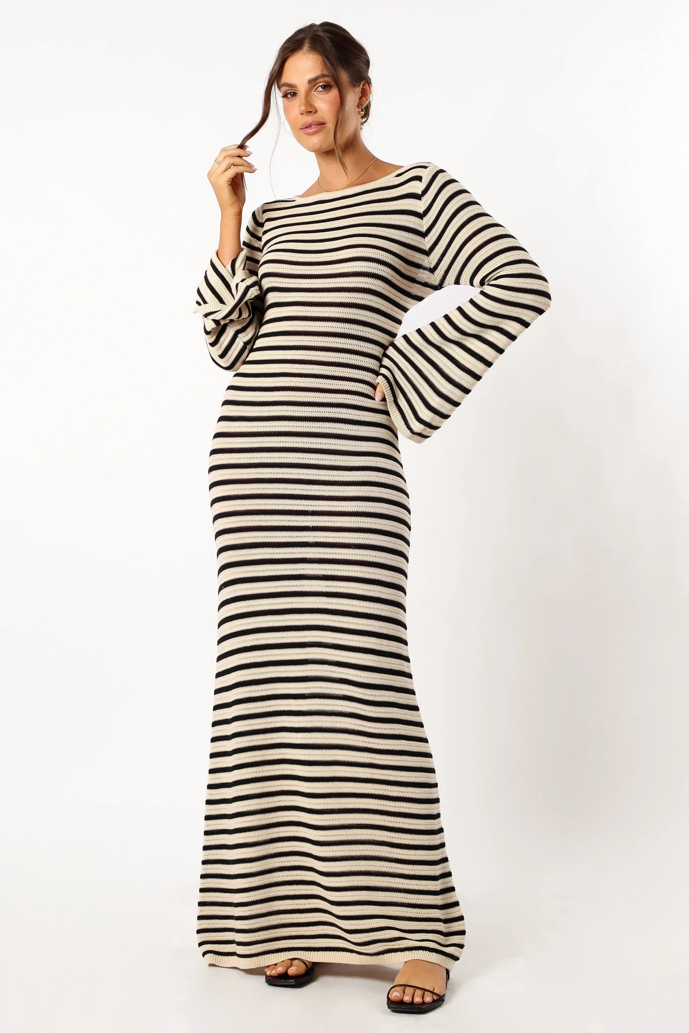 Cherie Knit Maxi Dress Sand Black