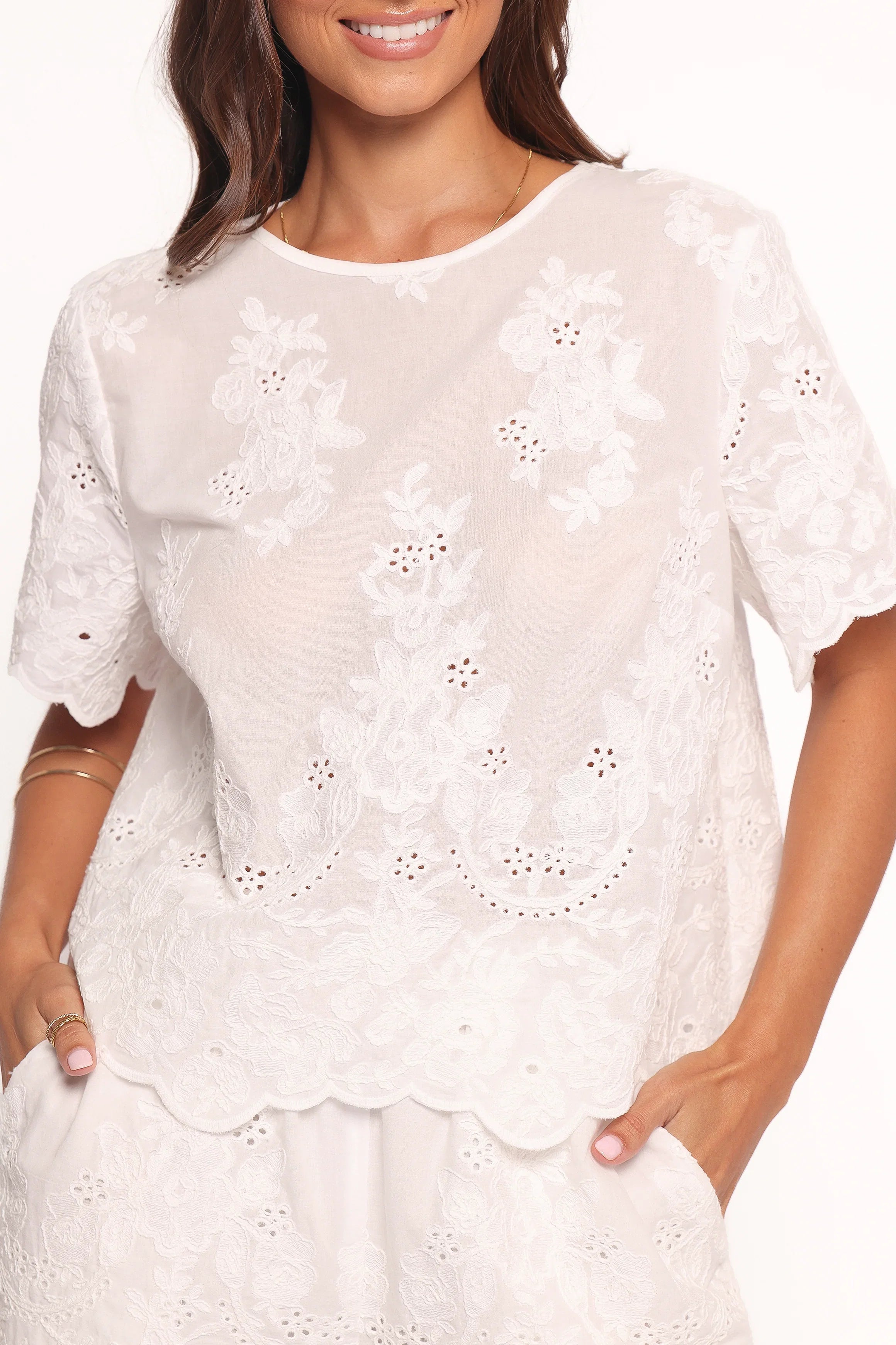 Tanis Embroidered Top White