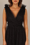 Asteria Tulle Tiered Maxi Dress Black Sparkle