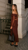 Blaire Off The Shoulder Maxi Dress Chocolate