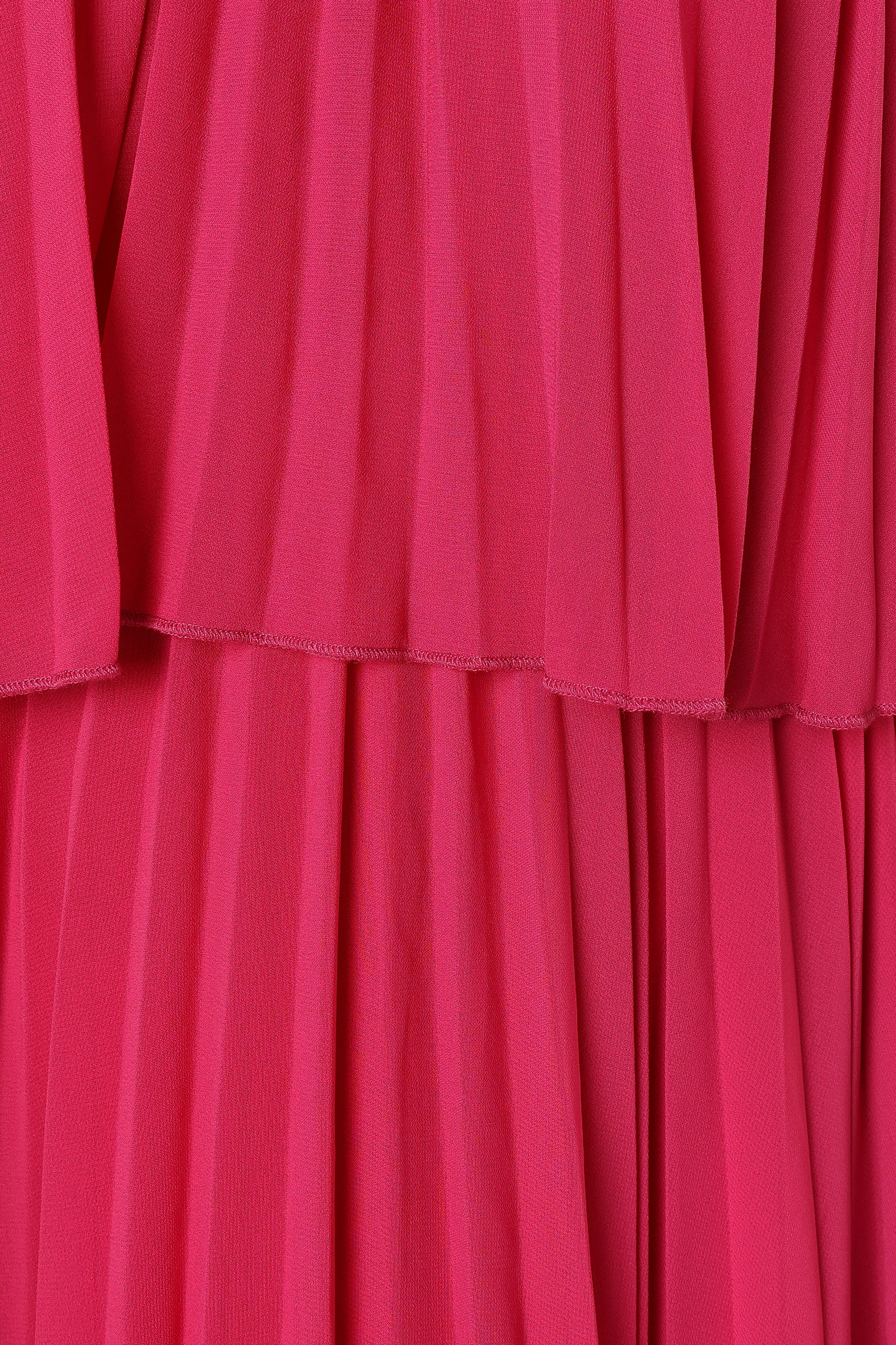 Gia Pleated Halterneck Mini Dress Hot Pink