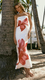 Brittani Strapless Maxi Dress White Red