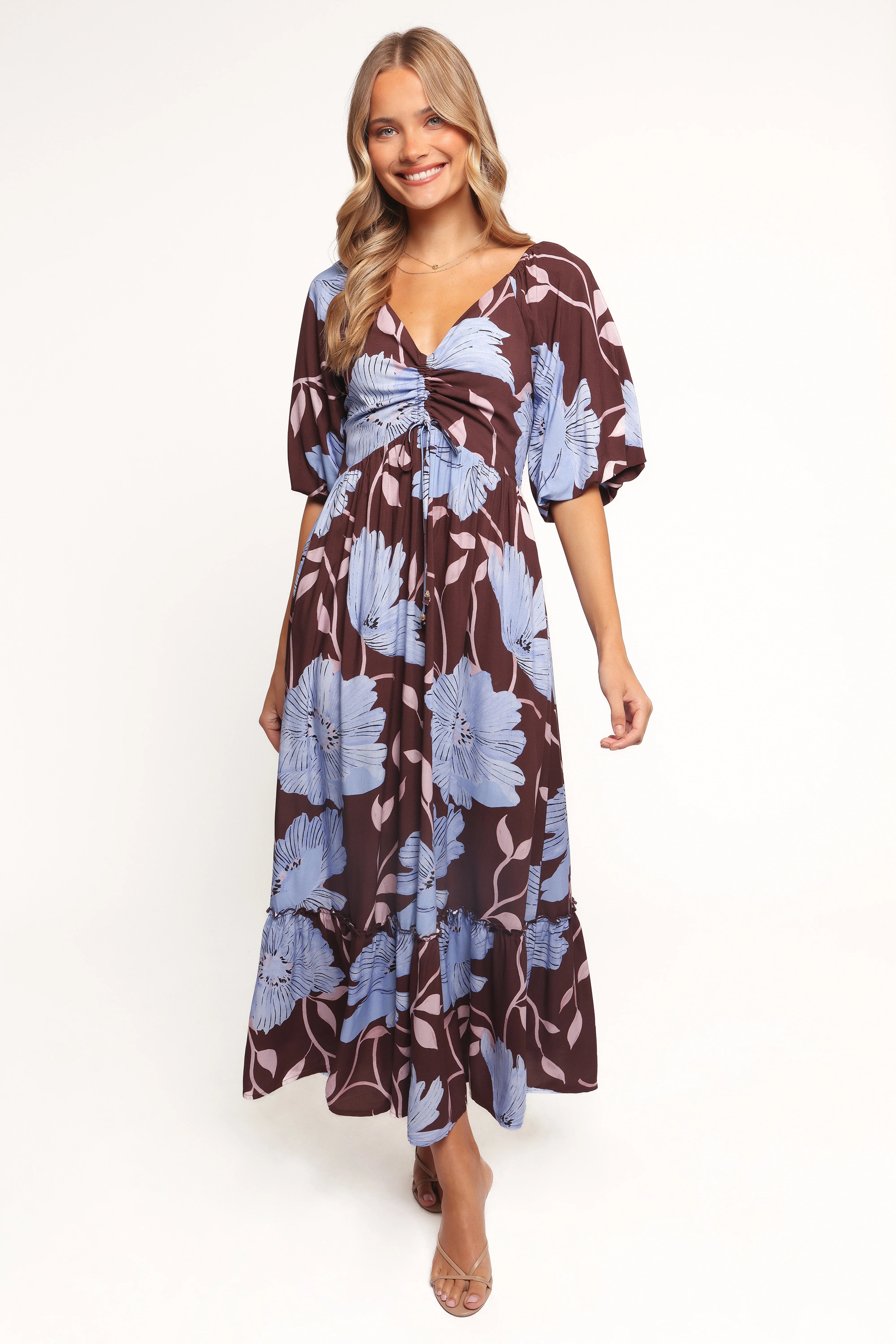 Annabella Maxi Dress Blue Poppies