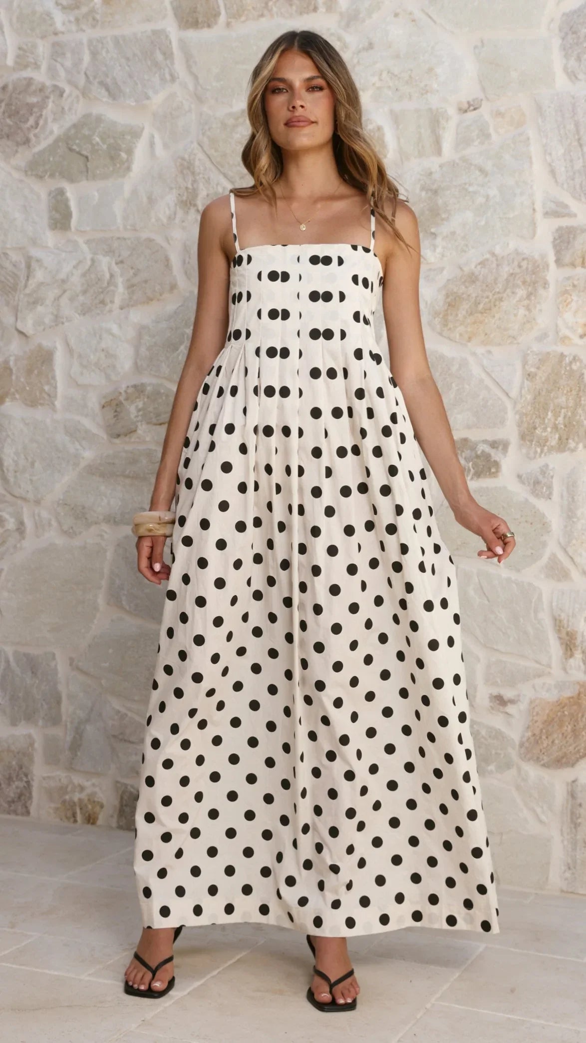 Felicity Maxi Dress White Black Spot