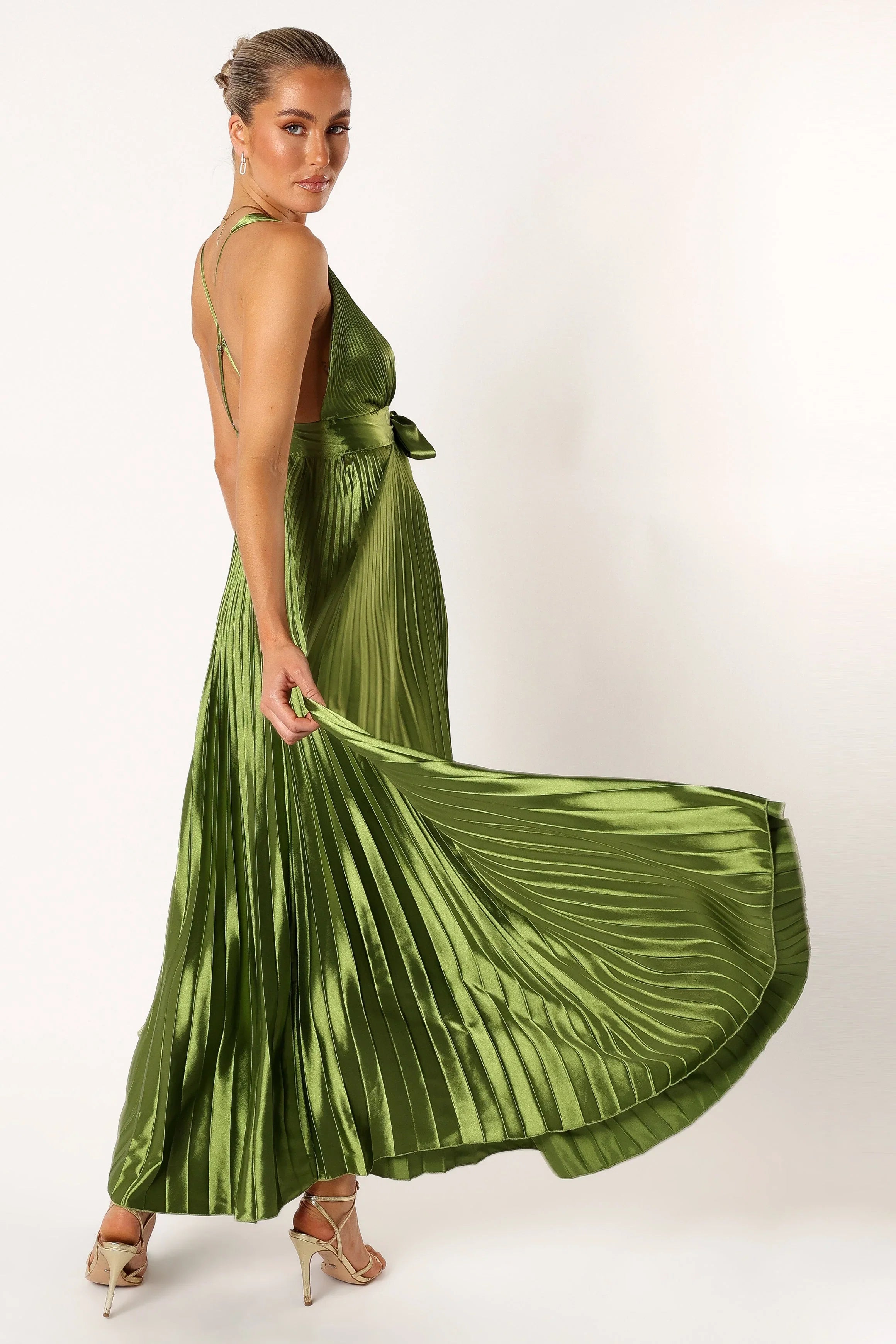 Kris Pleated Maxi Dress Martini Olive