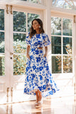 Aminah Puff Sleeve Dress Blue Floral