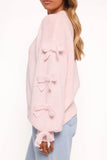Lover Tie Sleeve Knit Sweater Pink