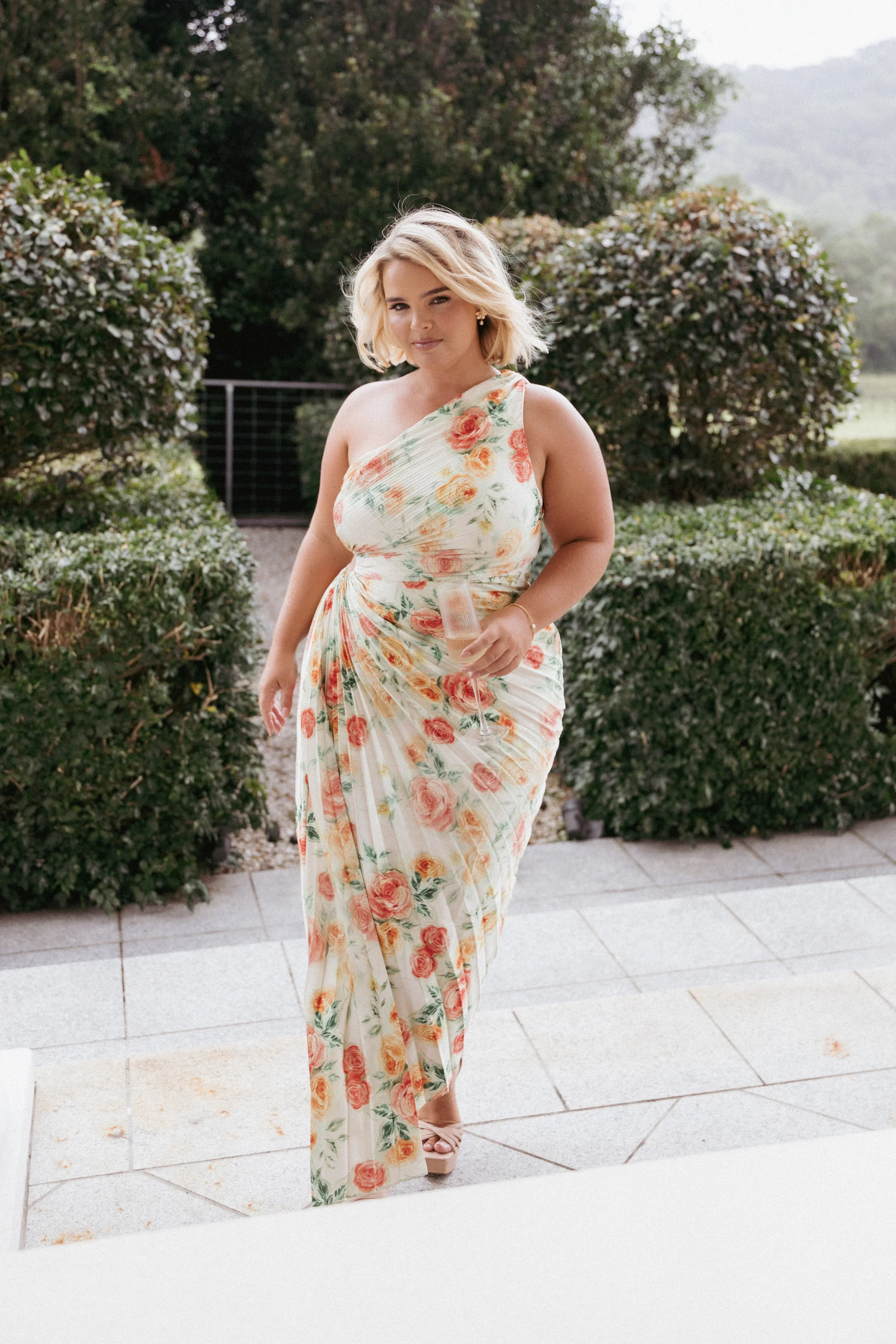 Kleo One Shoulder Maxi Dress Yellow Floral