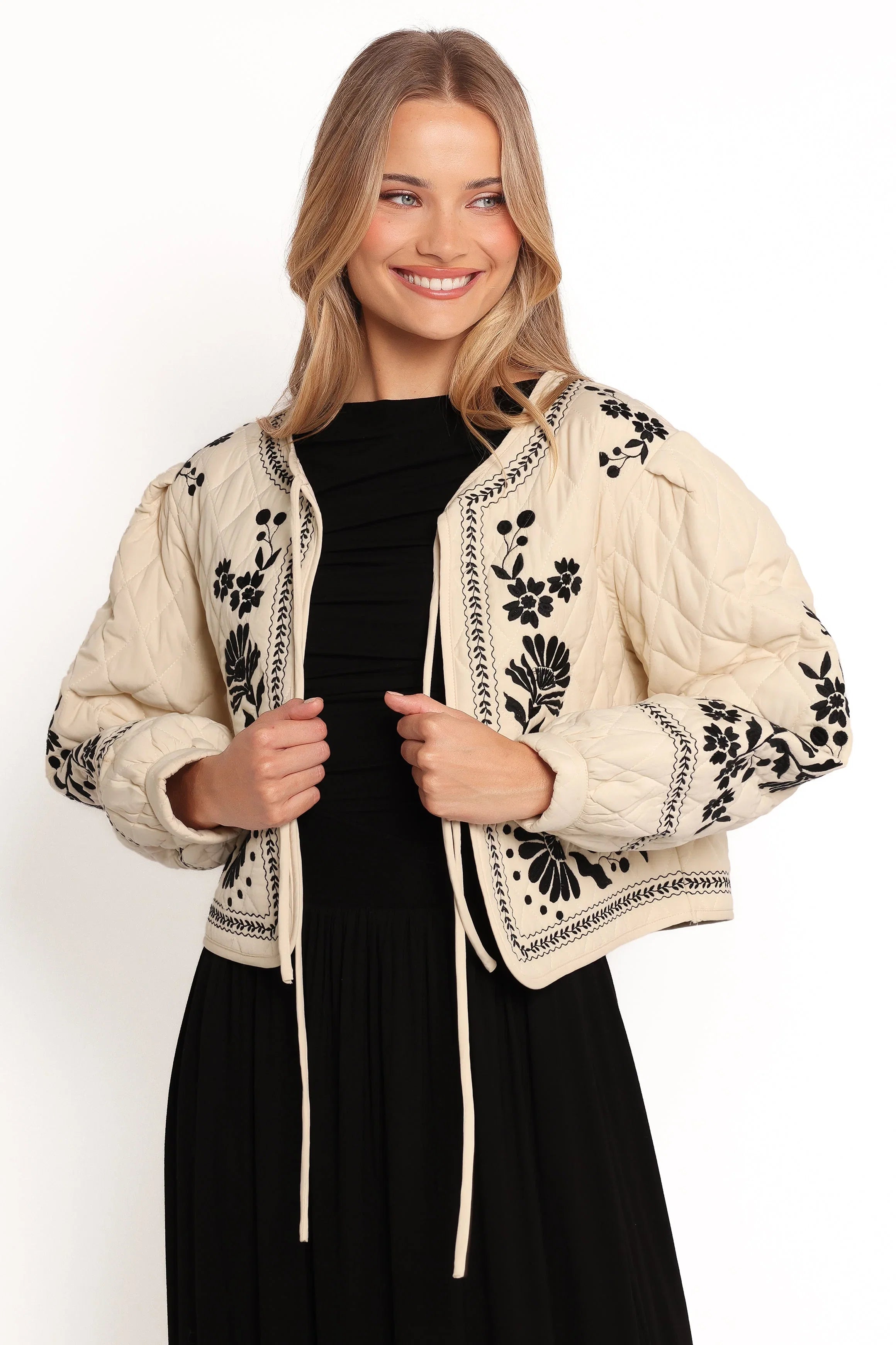 Vako Quilted Embroidered Jacket Light Taupe