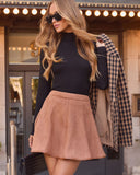 Acoria Pleated Suede Mini Skirt