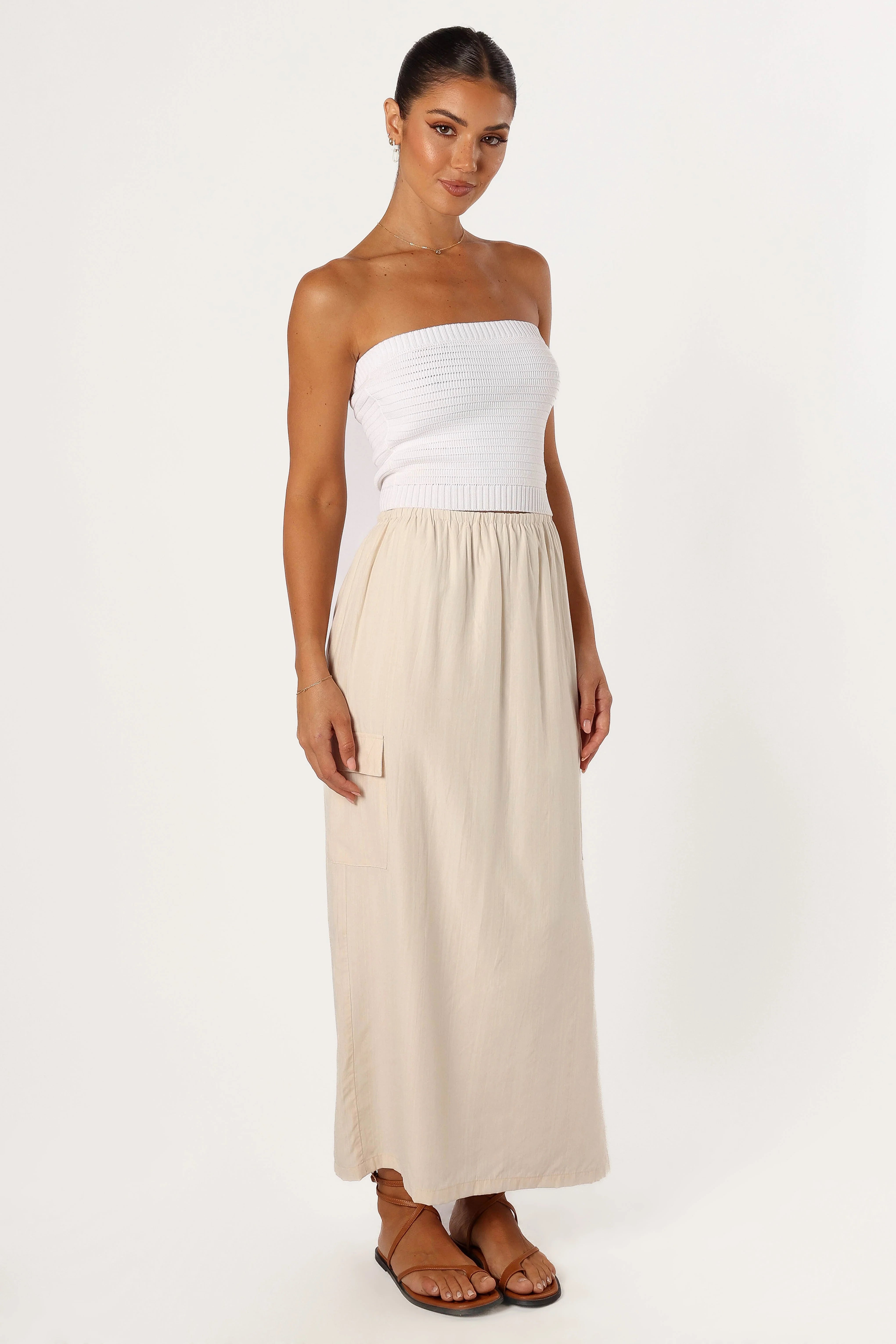 Picilo Long Midi Skirt Stone