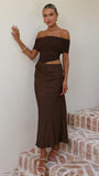 Daena Off Shoulder Maxi Dress Chocolate
