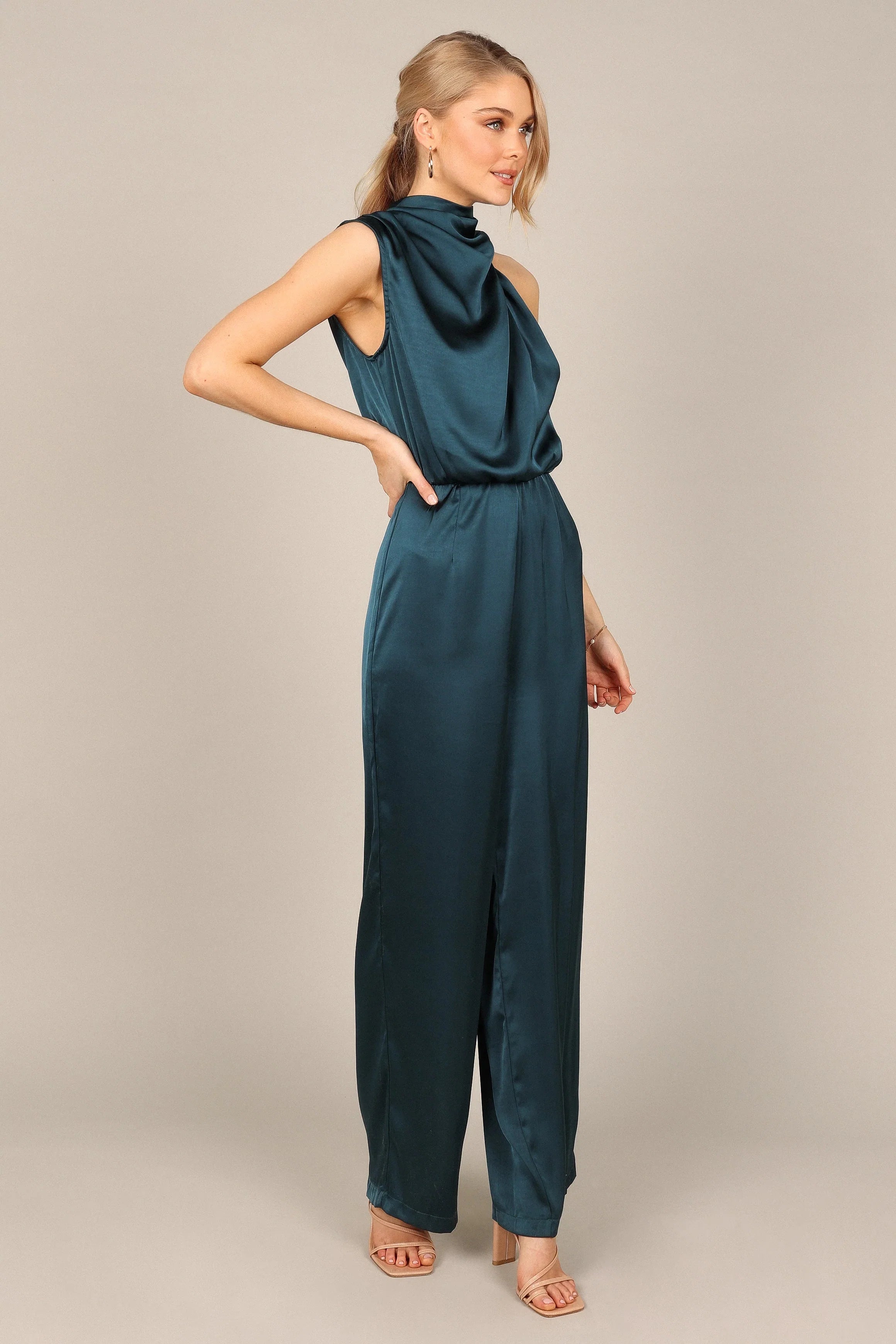 Savannah One Shoulder Jumpsuit Teal