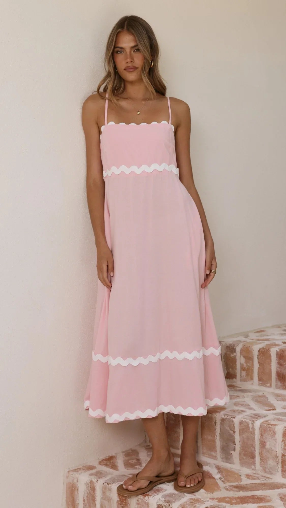 Seraphina Maxi Dress Pink White