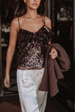 Zinnia Sequins Sleeveless Top Brown