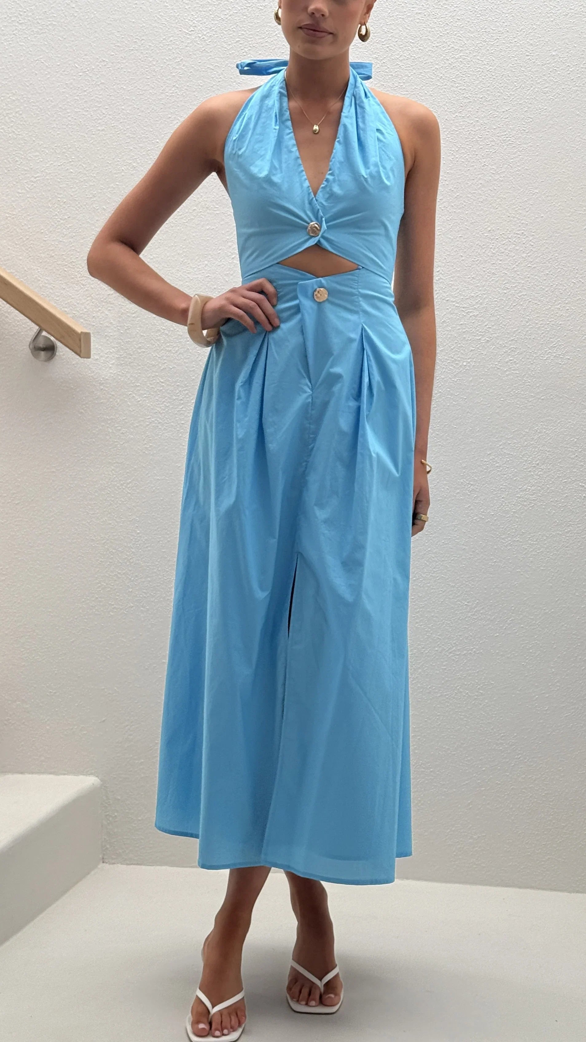 Wesley Halter Neck Maxi Dress Blue