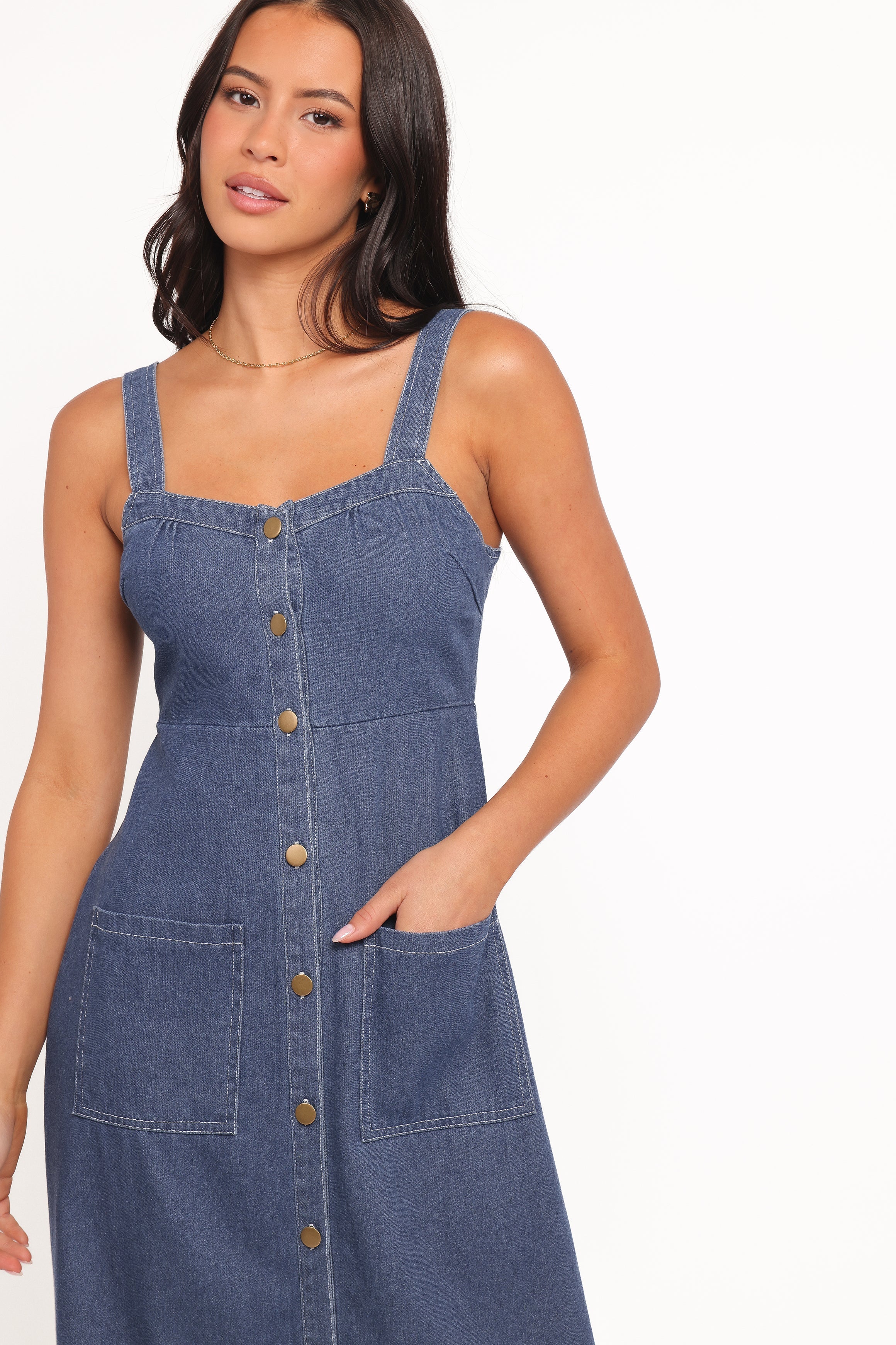 Bettie Midi Dress Mid Blue Denim
