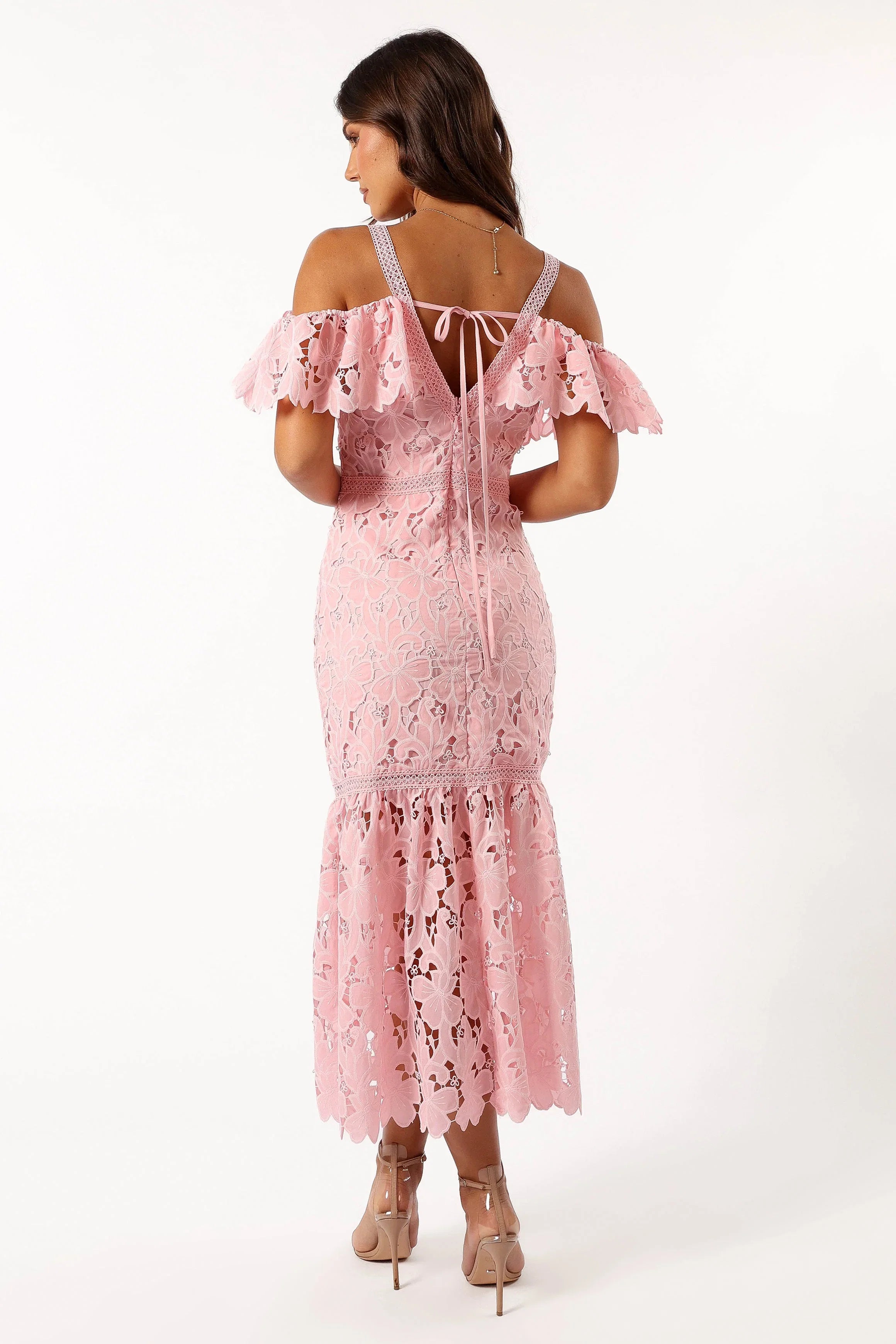Beckett Lace Midi Dress Pink