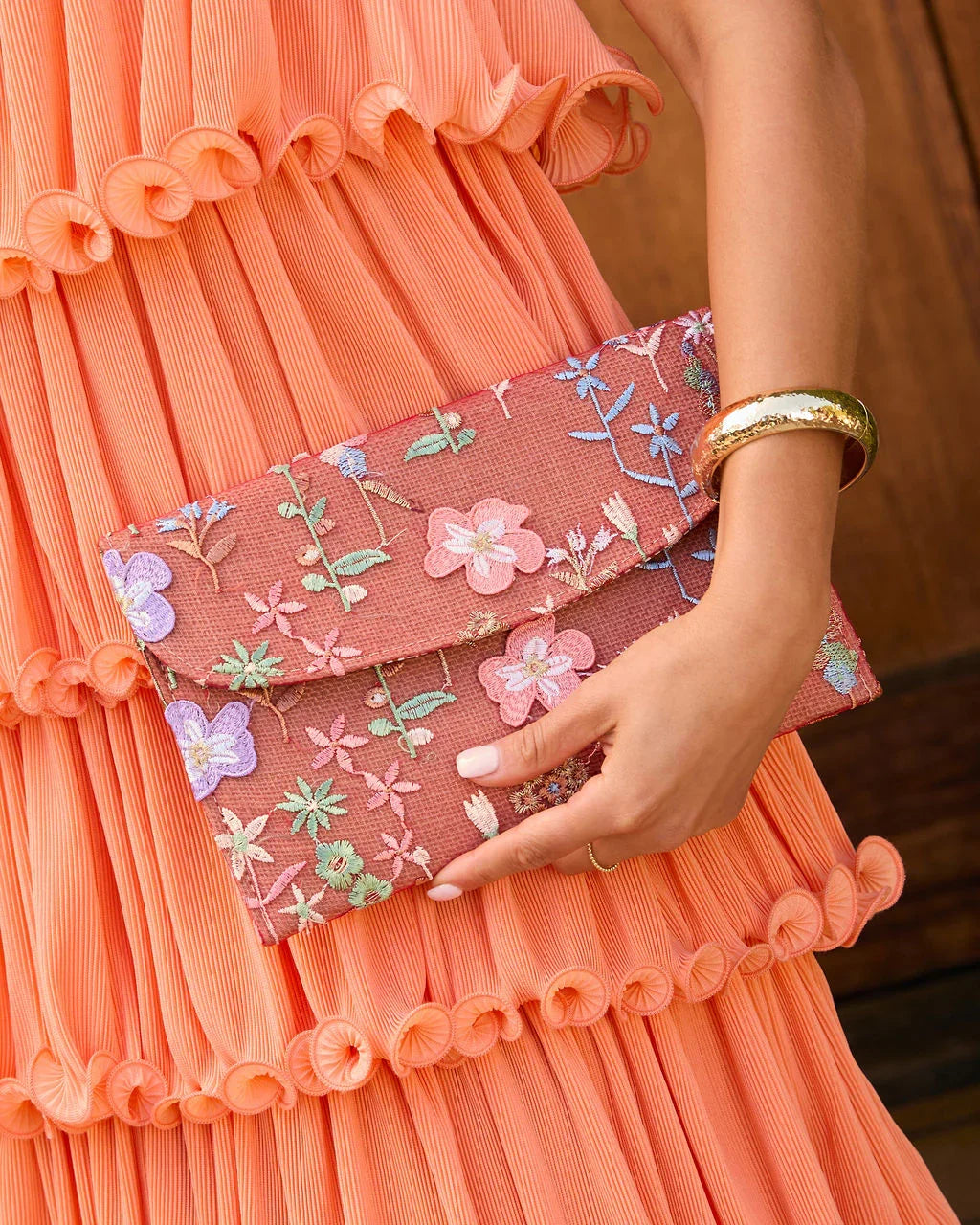 Roseanna Embroidered Foldover Clutch