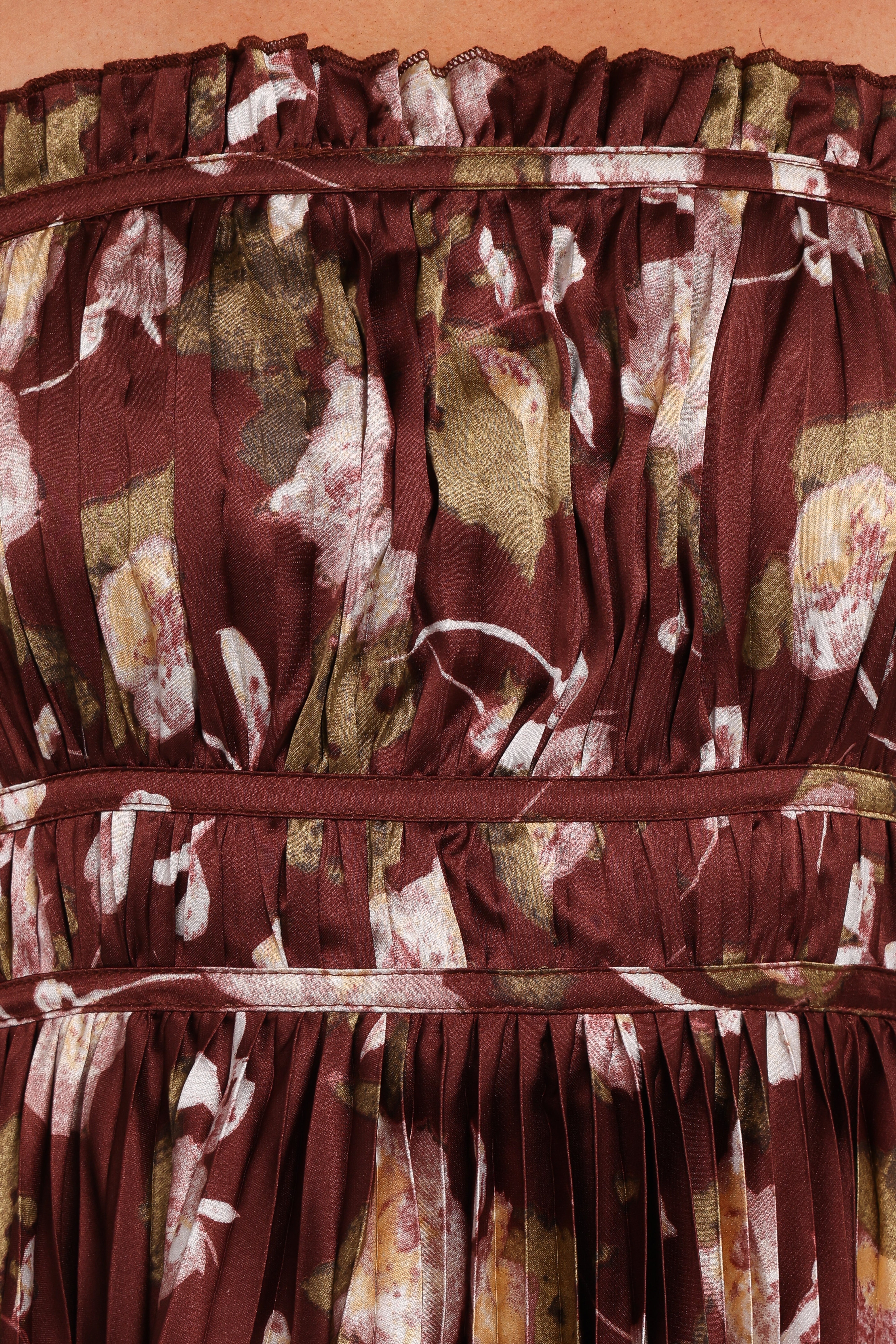 Angelique Strapless Maxi Dress Brown Floral