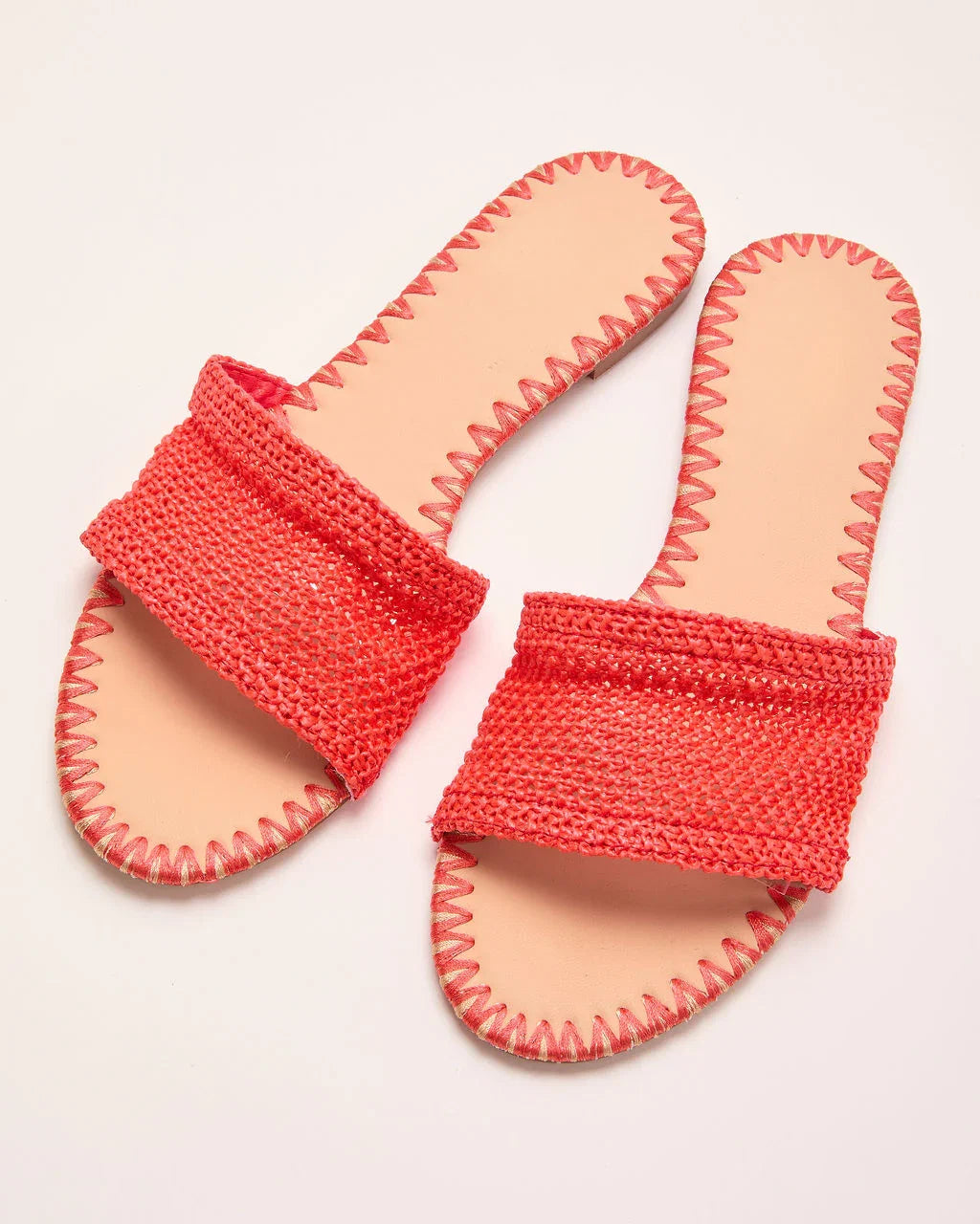 Earth Shine Woven Straw Flat Sandals