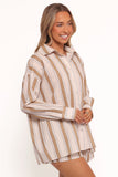Dean Long Sleeve Short Set Beige Stripe