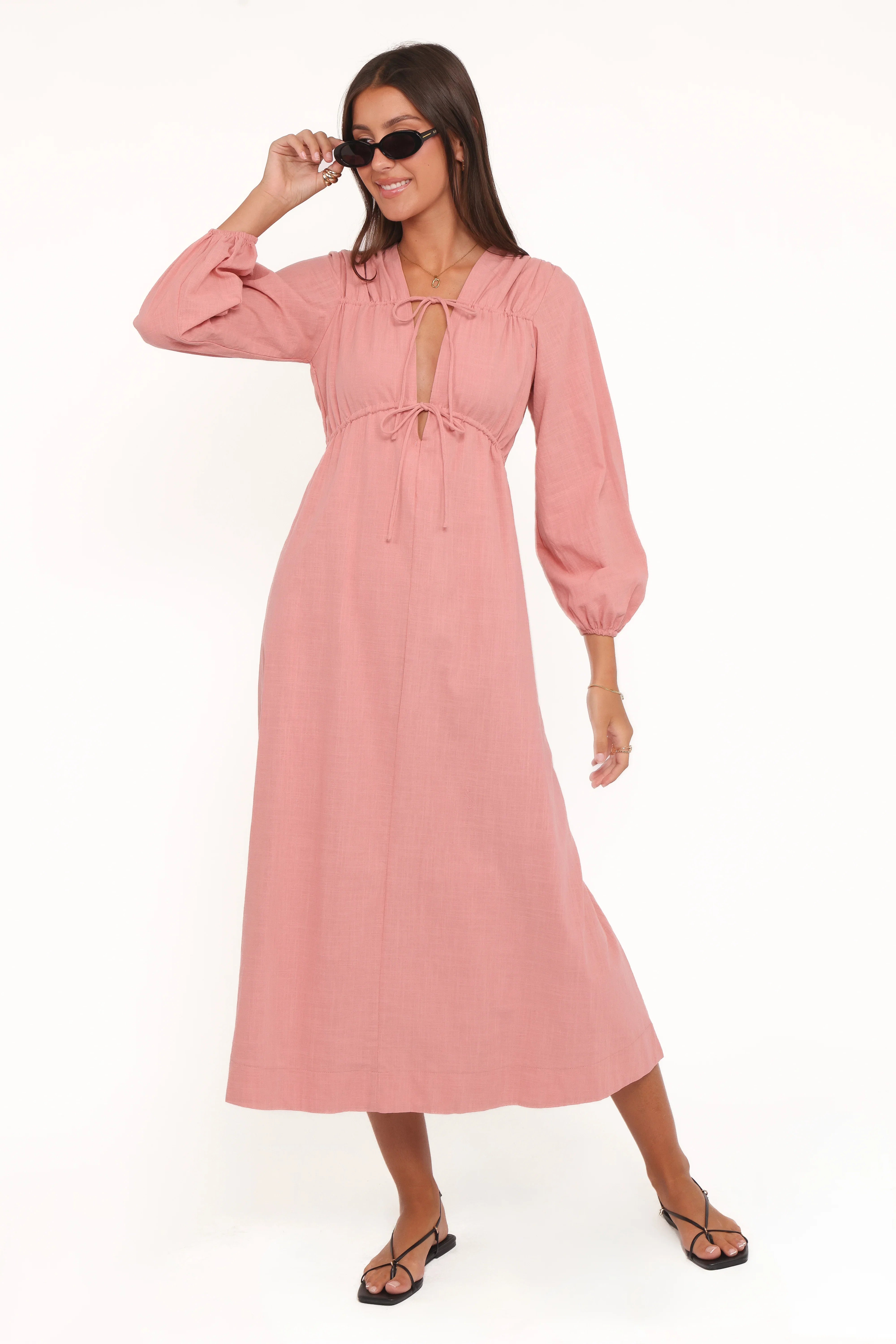 Riven Long Sleeve Maxi Dress Pink