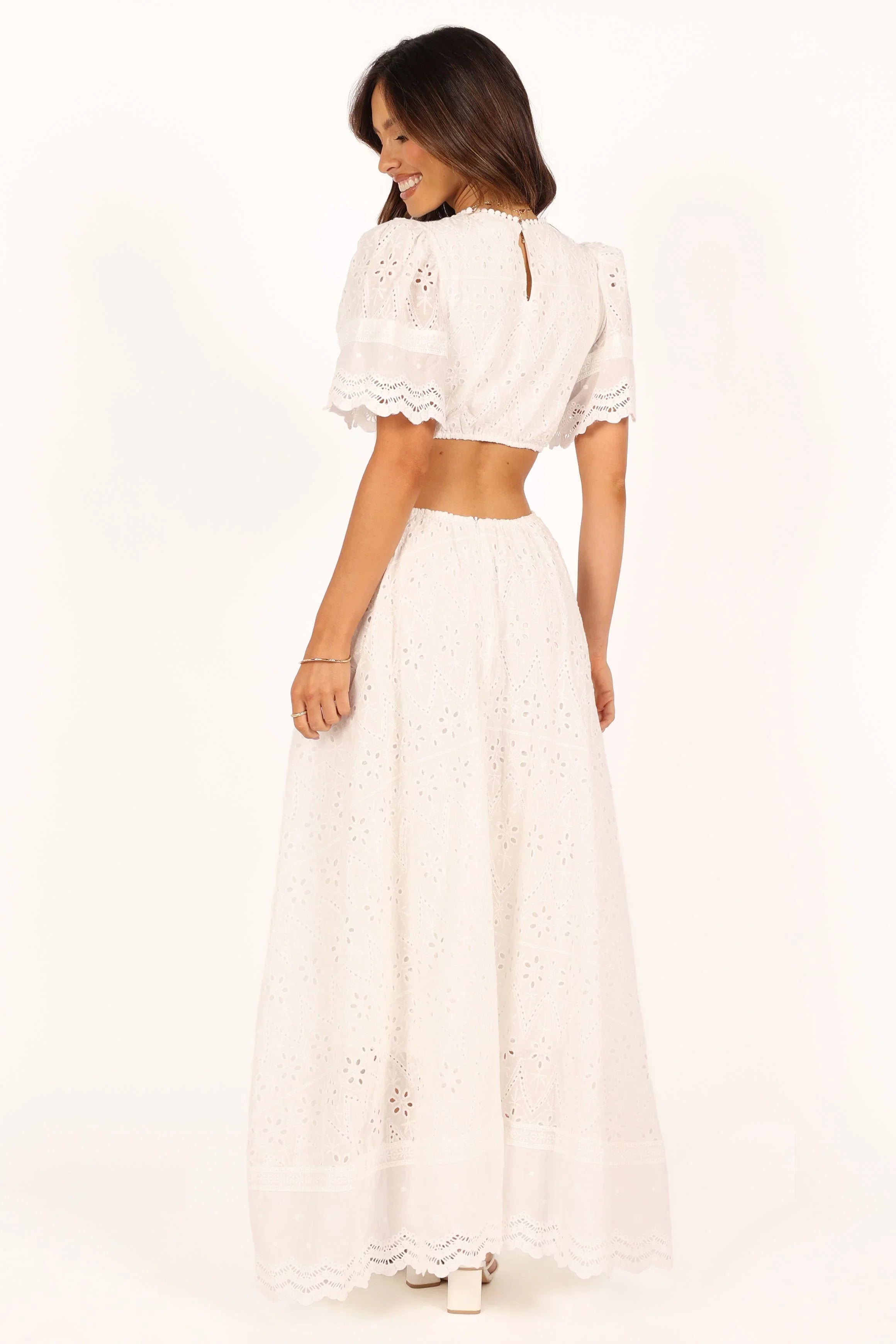 Merletto Cut Out Maxi Dress White