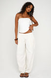 Out There Somewhere Pants White Beige Pinstripe