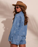 Prairie Canyon Paisley Denim Button Down Top