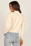 Mia Textured Shoulder Knit Sweater Cream