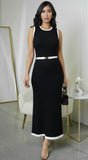 Elaria Sleeveless Contrast Midi Dress Black