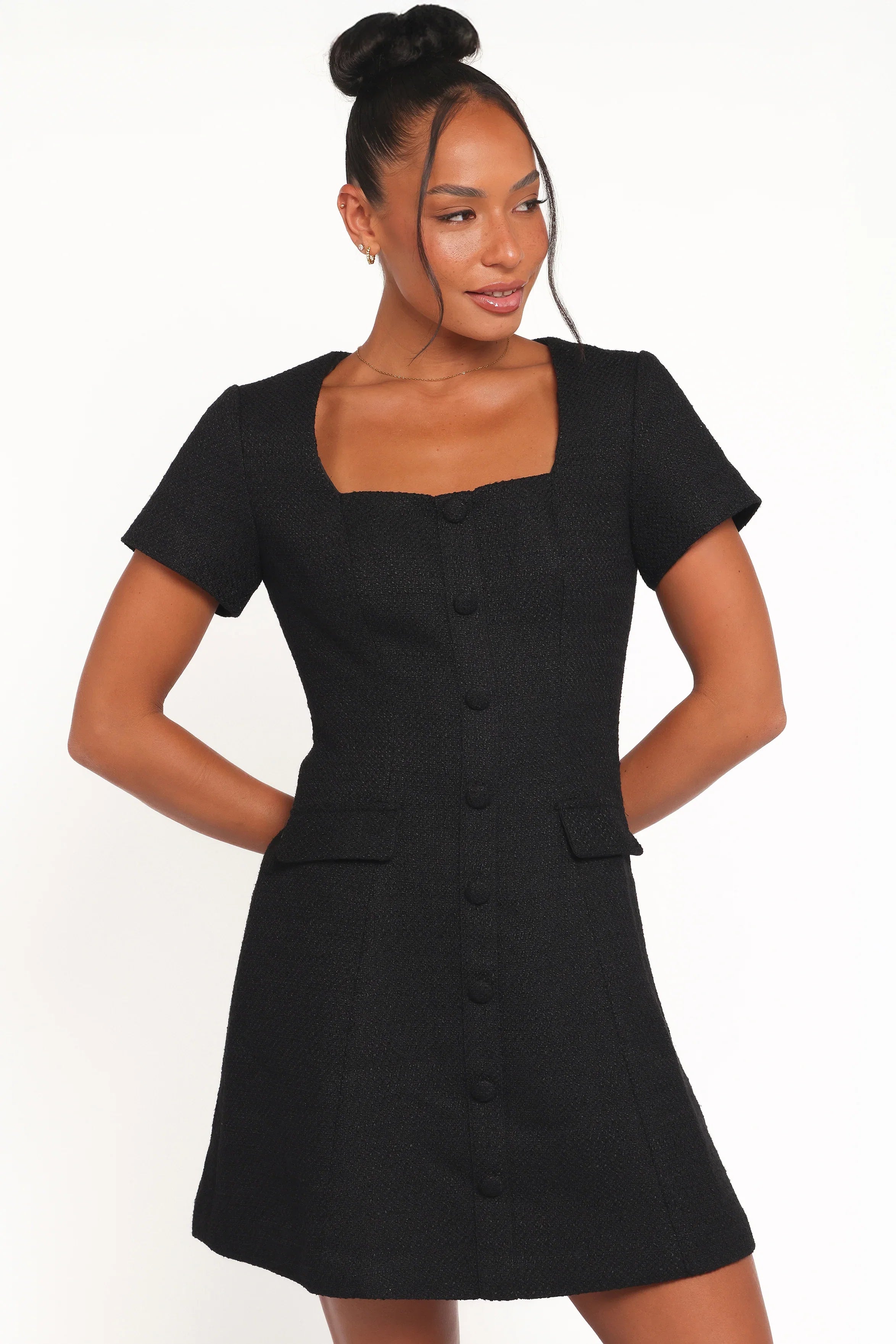 Sutton Mini Dress Black Tweed