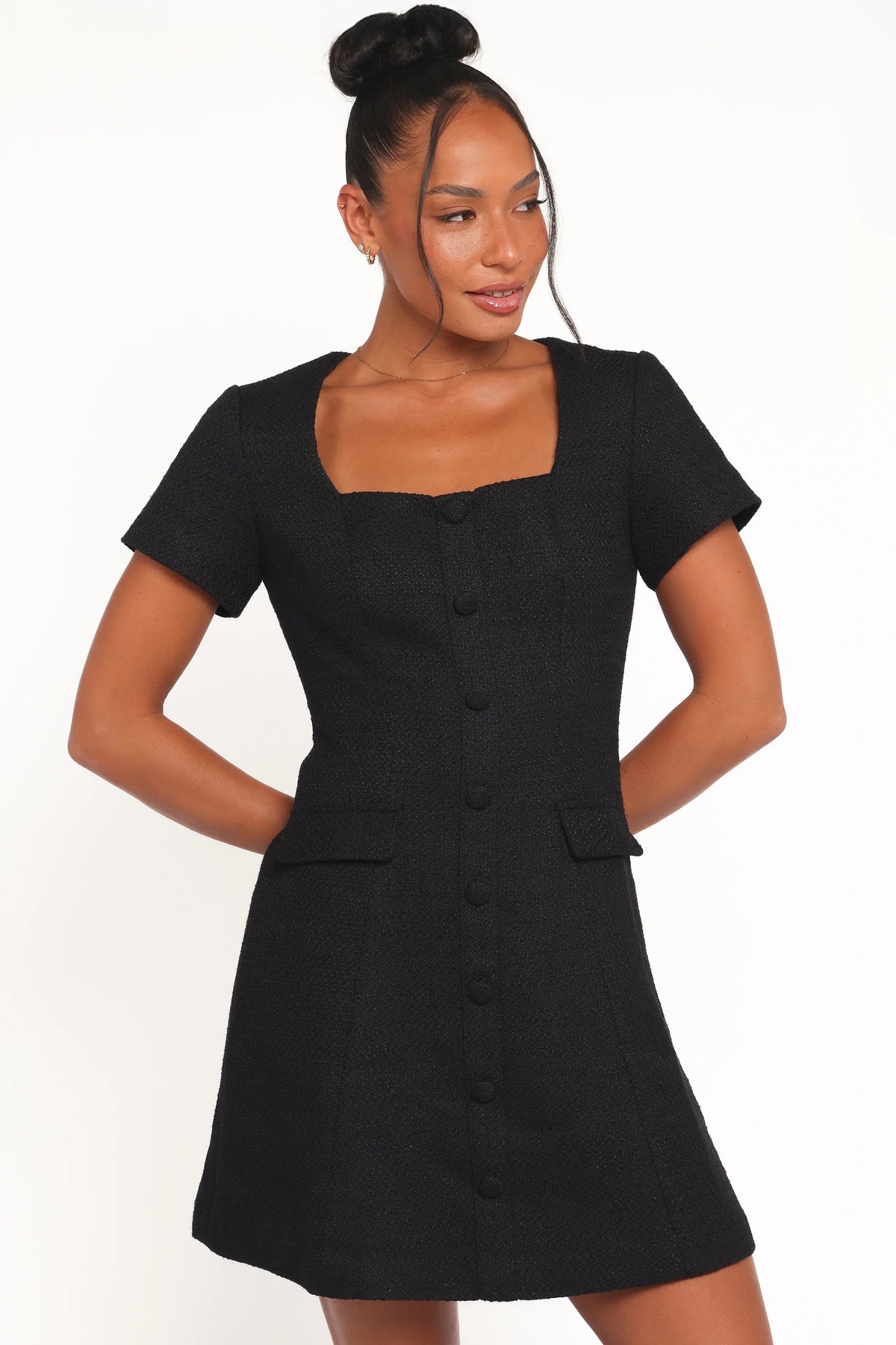 Sutton Mini Dress Black Tweed