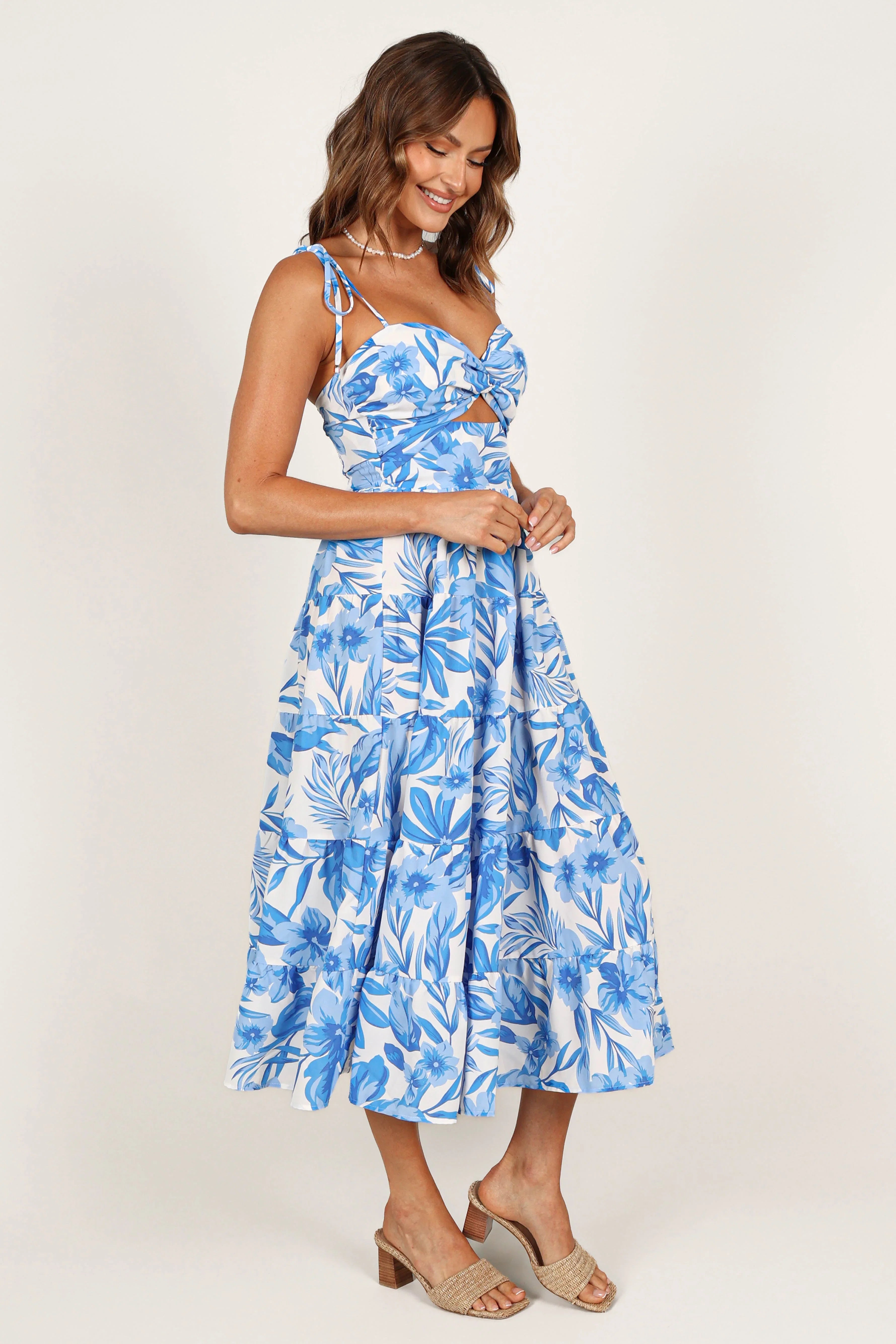 Rose Midi Dress Blue White
