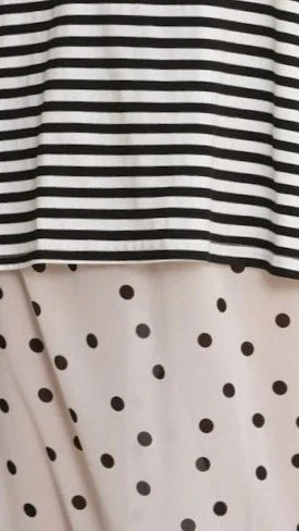 Elisha T Shirt and Sheer Maxi Skirt Set Black White Stripe and Polka Dot