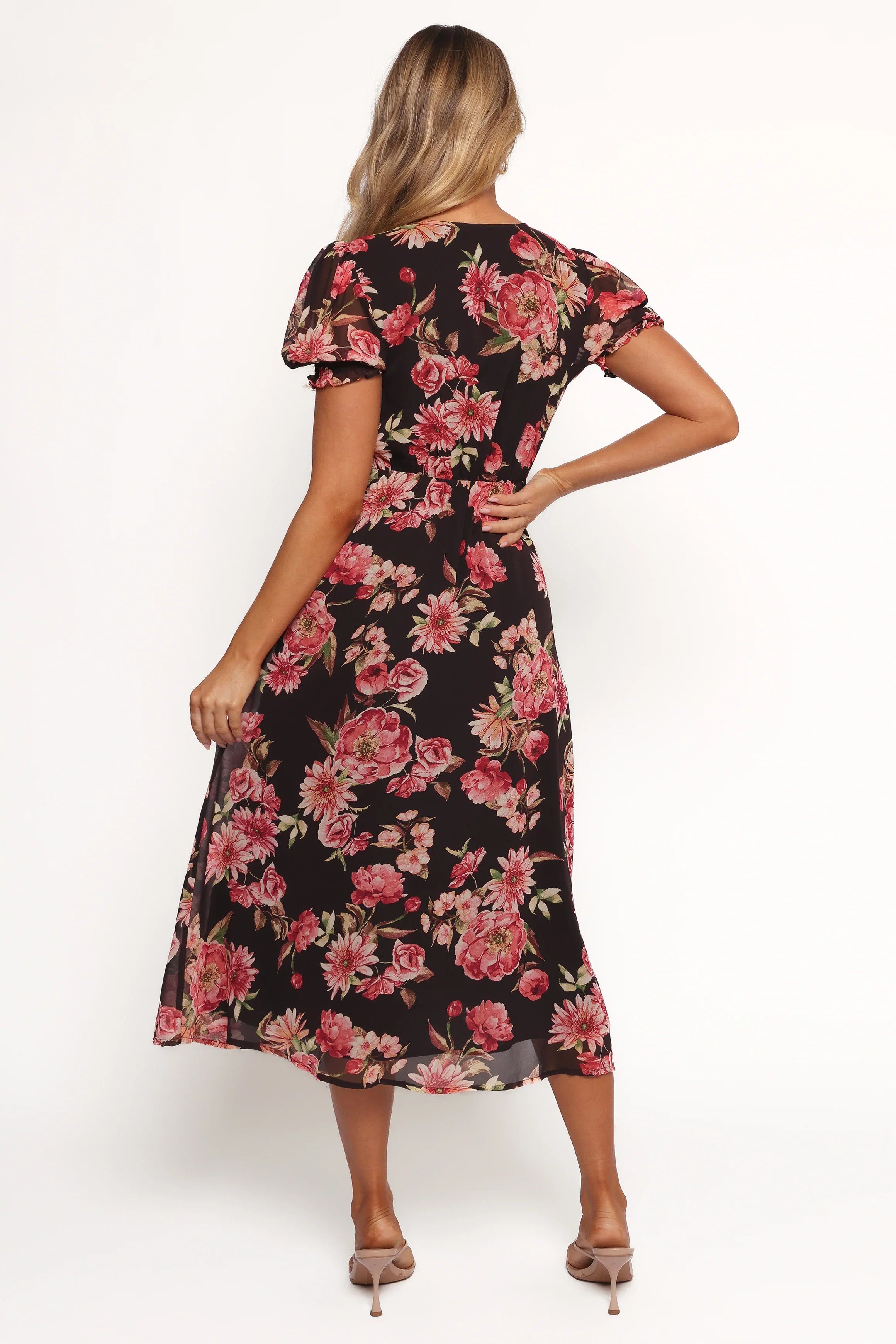 Logen Floral Midi Dress Black Floral